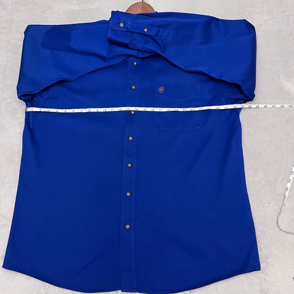 ARIAT Solid Twill Fitted Long Sleeve Shirt Button down Men’s Blue Size 2XL - Picture 10 of 13